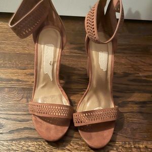 Pink block heel shoes